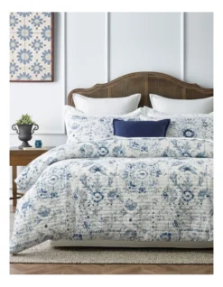 Heritage Aurelia Quilt Cover Set In Blue/White