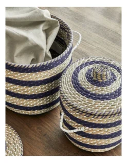 Heritage Skyros Seagrass Basket Set Of 2 In Natural/Blue -Heritage 912086830 3 720x928