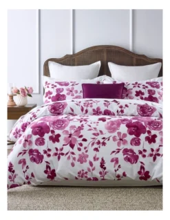 Heritage Mykalis Floral Print Quilt Cover Set In Purple/White