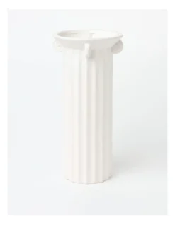Heritage Skyros 30cm Large Ceramic Vase With Handle In White