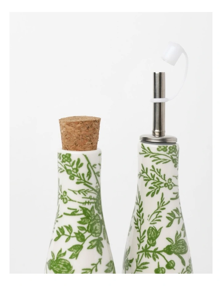 Heritage Garden To Table Floral Oil & Vinegar 12x5.5x16cm In Green 4 Heritage Garden To Table Floral Oil & Vinegar 12x5.5x16cm In Green - Image 2