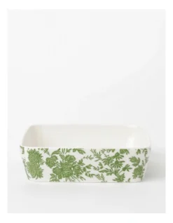 Heritage Garden To Table Floral Square Baker 22x22x6cm In Green