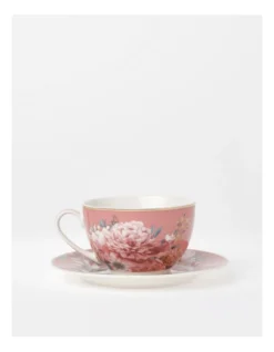 Heritage High Tea Floral Tea Cup & Saucer Coupe In Pink
