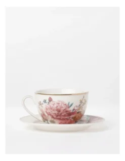 Heritage High Tea Floral Tea Cup & Saucer In White