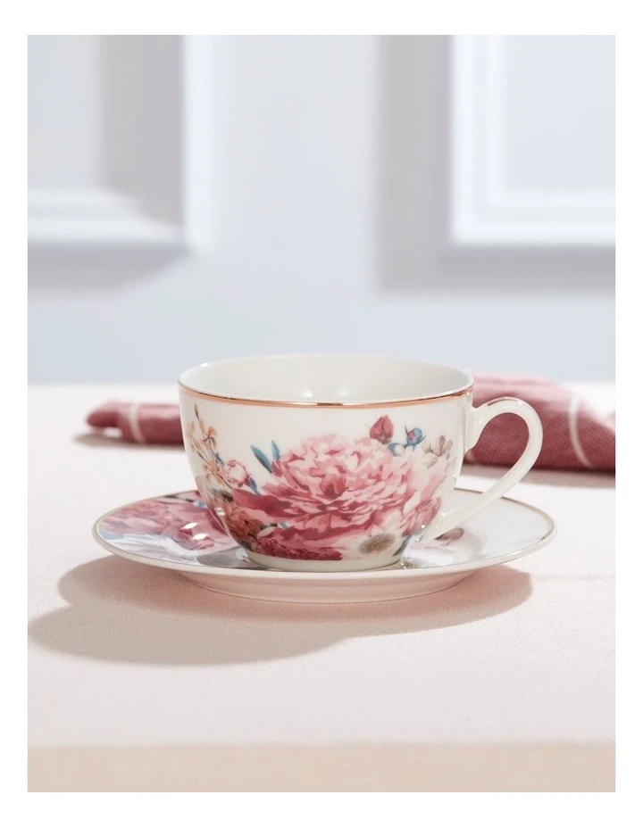 Heritage High Tea Floral Tea Cup & Saucer In White 4 Heritage High Tea Floral Tea Cup & Saucer In White - Image 2