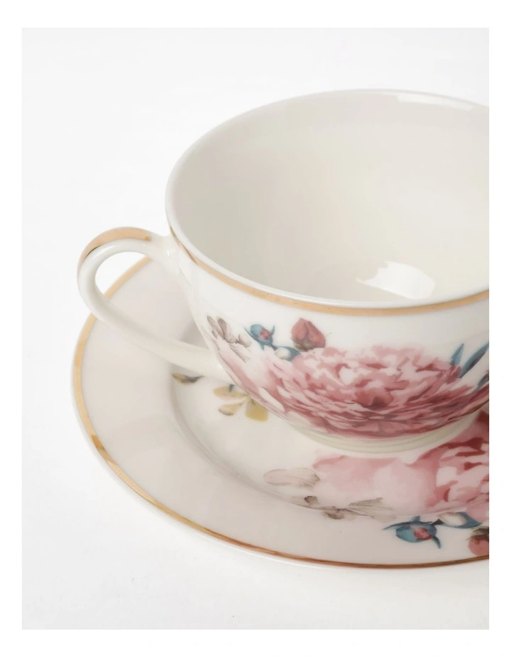 Heritage High Tea Floral Tea Cup & Saucer In White 5 Heritage High Tea Floral Tea Cup & Saucer In White - Image 3