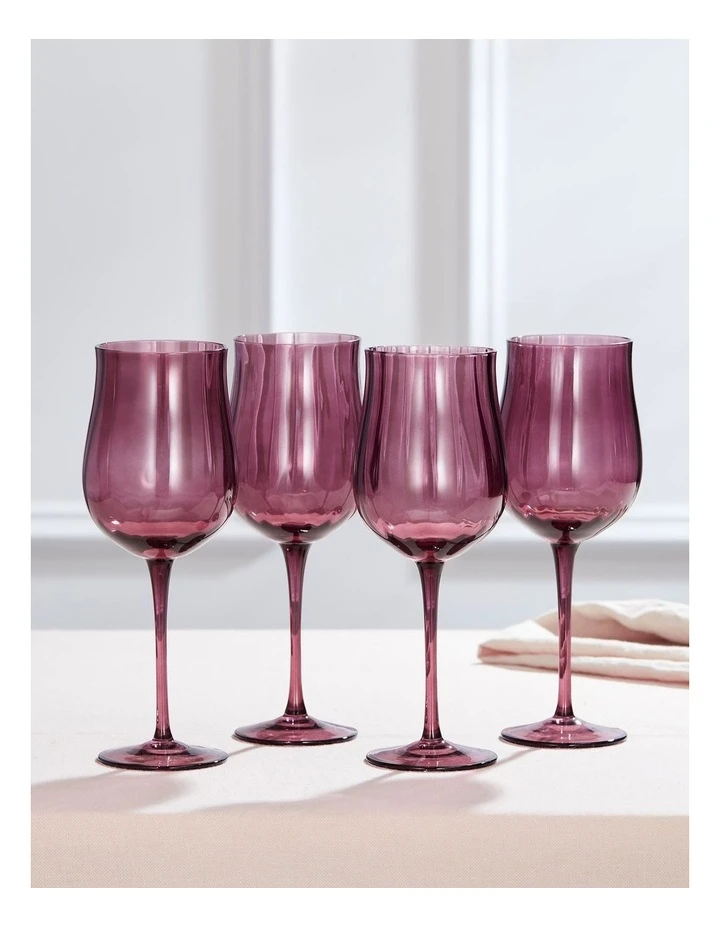 Heritage Tulip Wine Glass Set Of 4 In Purple 4 Heritage Tulip Wine Glass Set Of 4 In Purple - Image 2