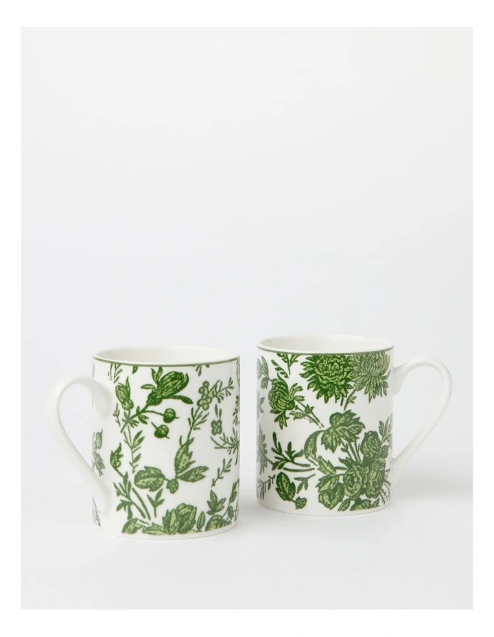 Heritage Green Toile Floral Mug Set Of 2 In Green 3 Heritage Green Toile Floral Mug Set Of 2 In Green