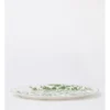 Heritage Green Toile Floral Oval Platter Scalloped 35.7cm In Green