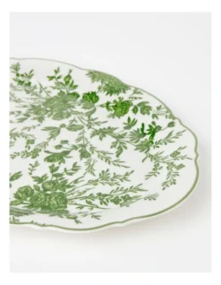 Heritage Green Toile Floral Oval Platter Scalloped 35.7cm In Green -Heritage 946524700 3 720x928