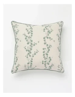 Heritage Persephone Printed Cushion 50x50cm In Beige/Green